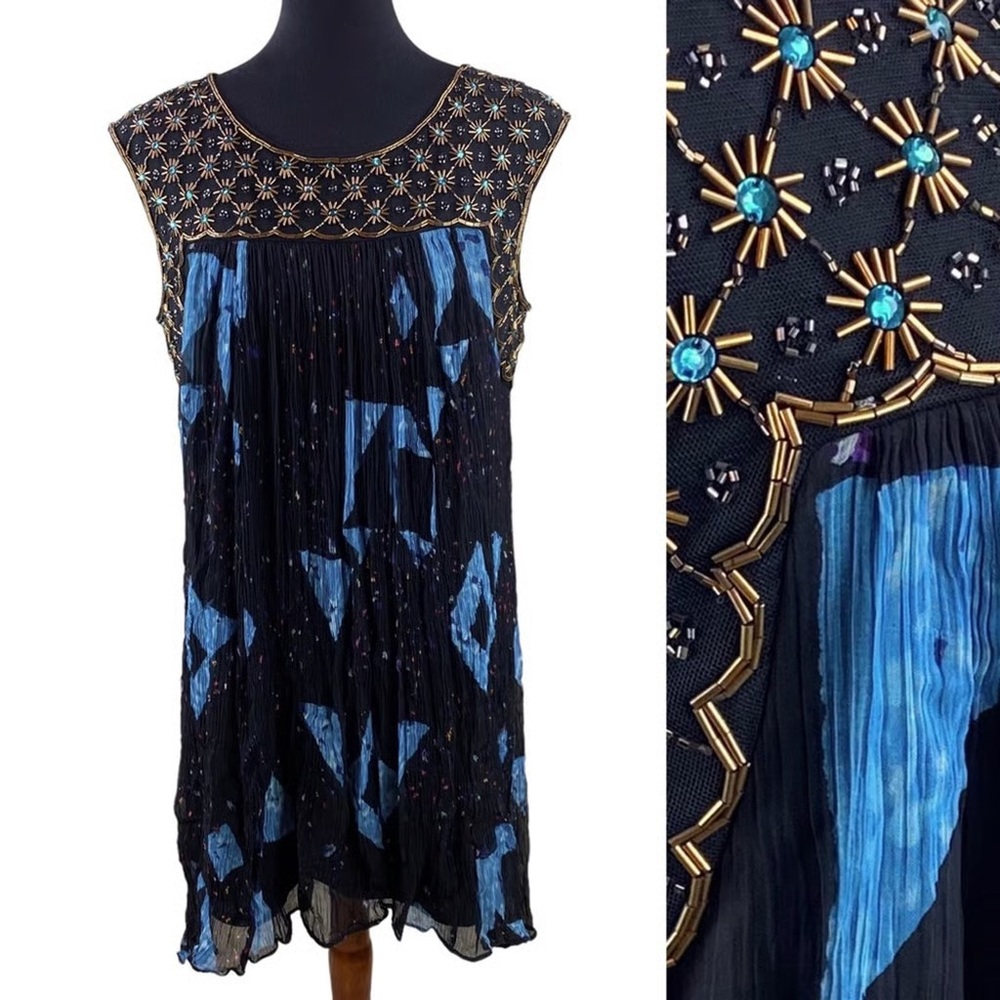 Bohemian Moulinette Soeurs Lydia Swing Dress Beaded Chiffon Anthropologie